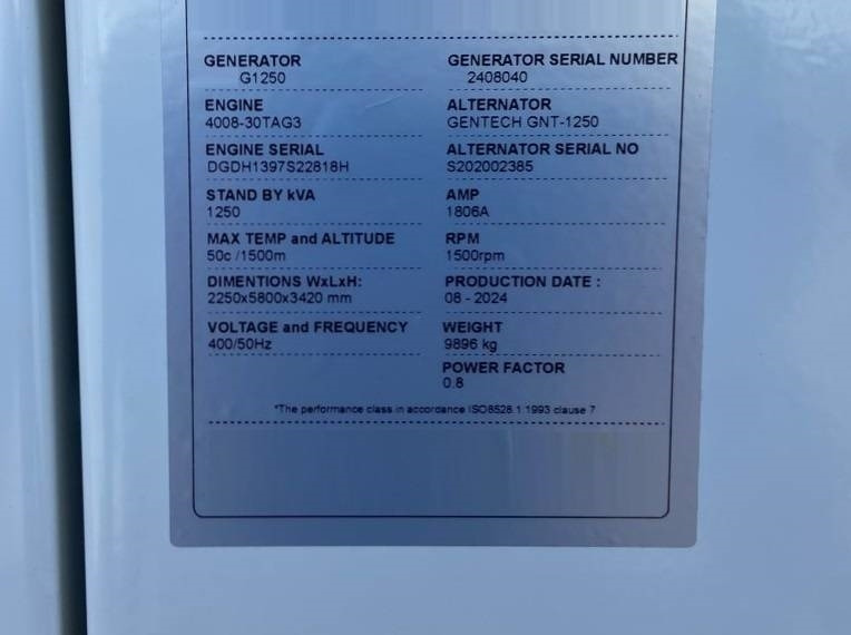 Perkins 4008TAG3 - 1.250 kVA Generator - DPX-21070  - Elektrinis generatorius: foto 4 Perkins 4008TAG3 - 1.250 kVA Generator - DPX-21070  - Elektrinis generatorius: foto 4