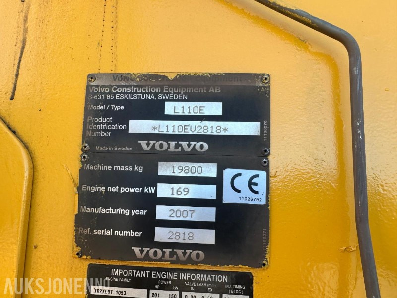 2007 Volvo L110E HJULLASTER - 11000 Timer - Ratinis krautuvas: foto 4 2007 Volvo L110E HJULLASTER - 11000 Timer - Ratinis krautuvas: foto 4
