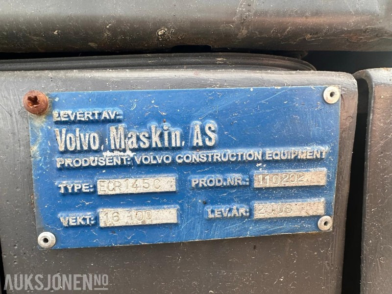2008 Volvo ECR145C - Engcon tiltrotator - Puss og graveskuff. - Ekskavatorius: foto 5 2008 Volvo ECR145C - Engcon tiltrotator - Puss og graveskuff. - Ekskavatorius: foto 5