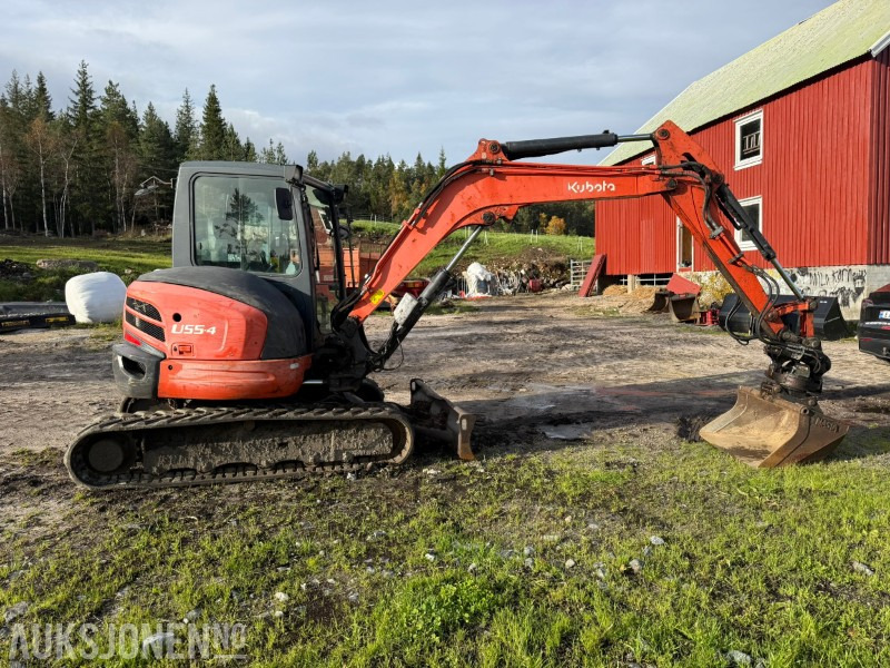 2012 Kubota U55-4 5,5 tonns gravemaskin med Steelwrist rototilt og 2 skuffer - Ekskavatorius: foto 3 2012 Kubota U55-4 5,5 tonns gravemaskin med Steelwrist rototilt og 2 skuffer - Ekskavatorius: foto 3