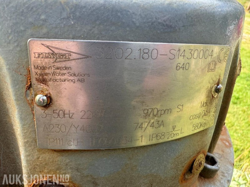 Flygt stor lensepumpe 230/400 Volt 22 kW - Statybinė įranga: foto 4 Flygt stor lensepumpe 230/400 Volt 22 kW - Statybinė įranga: foto 4