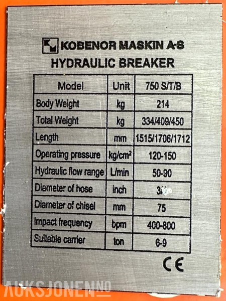 NY KM 750 Pigghammer s40/s50 CE merket FABRIKKGARANTI - Hidraulinis kūjis: foto 3 NY KM 750 Pigghammer s40/s50 CE merket FABRIKKGARANTI - Hidraulinis kūjis: foto 3