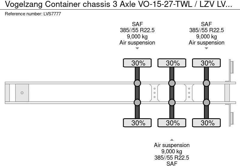Konteineris-vežimus/ Sukeisti kūną puspriekabė Vogelzang Container chassis 3 Axle VO-15-27-TWL / LZV: foto 20