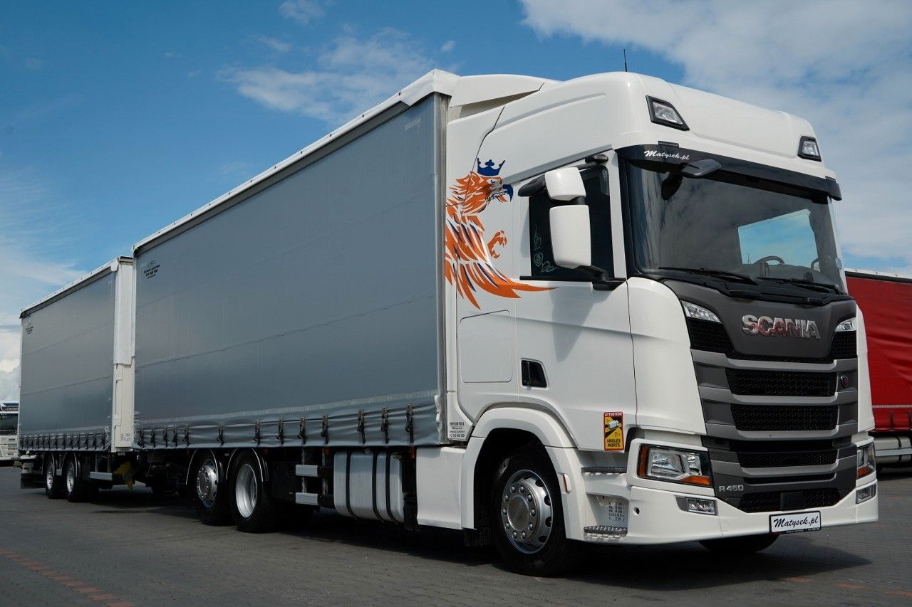 Scania R 450 / ZESTAW TANDEM 120 M3 / PRZEJAZDOWY / OŚ - Tentinis sunkvežimis: foto 4 Scania R 450 / ZESTAW TANDEM 120 M3 / PRZEJAZDOWY / OŚ - Tentinis sunkvežimis: foto 4