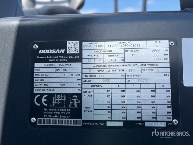 2023 Doosan B35X-7 PLUS (Unused) Electric Forklift - Elektrinis krautuvas: foto 3 2023 Doosan B35X-7 PLUS (Unused) Electric Forklift - Elektrinis krautuvas: foto 3