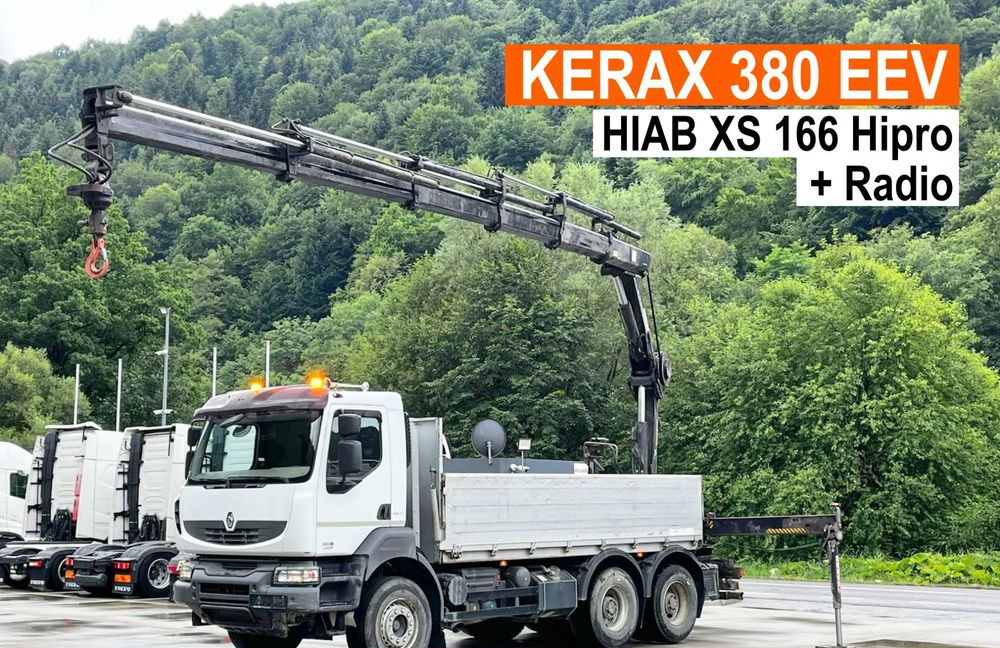 Renault Kerax 380 EEV // Skrzynia Burtowa // HIAB XS166 Hipro + Radio // Zwolnice // // - Platforminis/ Bortinis sunkvežimis, Sunkvežimis su kranu: foto 1 Renault Kerax 380 EEV // Skrzynia Burtowa // HIAB XS166 Hipro + Radio // Zwolnice // // - Platforminis/ Bortinis sunkvežimis, Sunkvežimis su kranu: foto 1