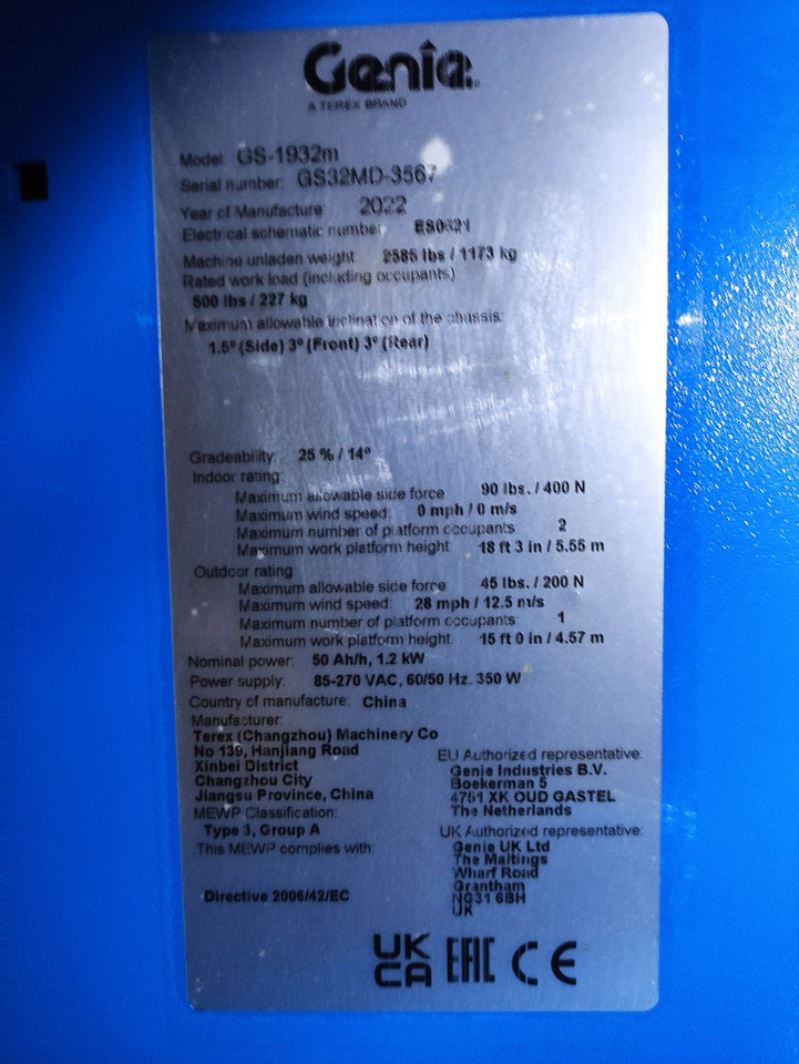 Genie GS1932m - Žirklinis keltuvas: foto 5 Genie GS1932m - Žirklinis keltuvas: foto 5