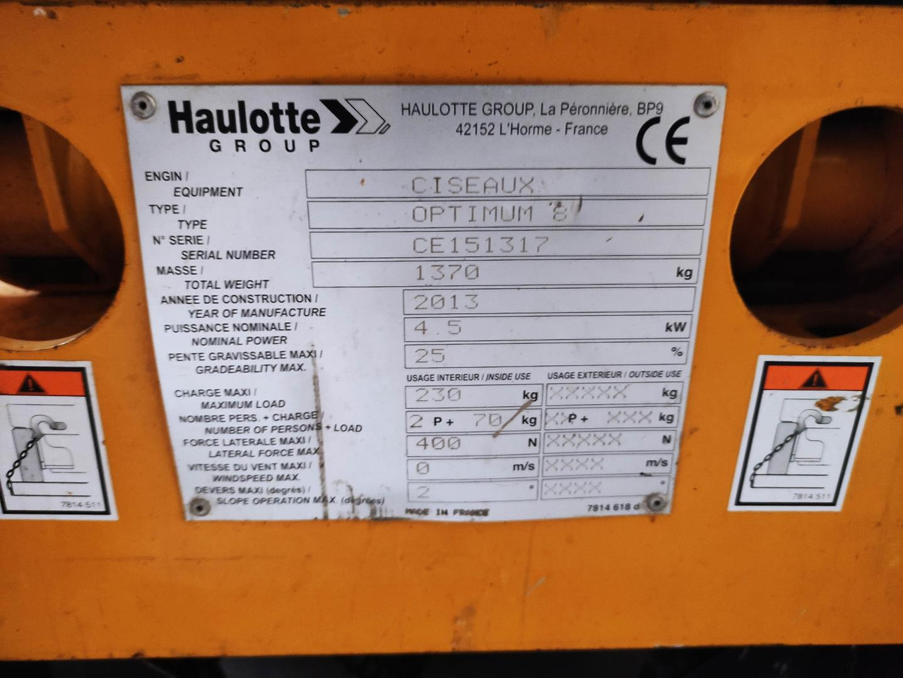 Haulotte OPTIMMM8 - Žirklinis keltuvas: foto 1 Haulotte OPTIMMM8 - Žirklinis keltuvas: foto 1