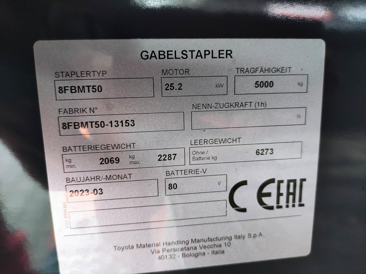 Toyota 8FBMT50 (NEU) - Elektrinis krautuvas: foto 1 Toyota 8FBMT50 (NEU) - Elektrinis krautuvas: foto 1