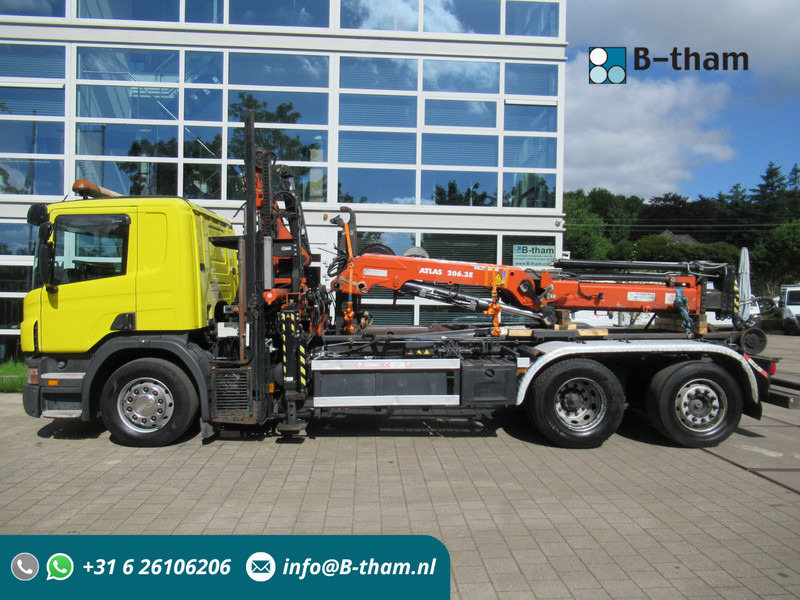Scania P 340 B 6x2*4 VDL Haak - Kraan ATLAS 206.3E - Hook-lift sunkvežimis, Sunkvežimis su kranu: foto 1 Scania P 340 B 6x2*4 VDL Haak - Kraan ATLAS 206.3E - Hook-lift sunkvežimis, Sunkvežimis su kranu: foto 1