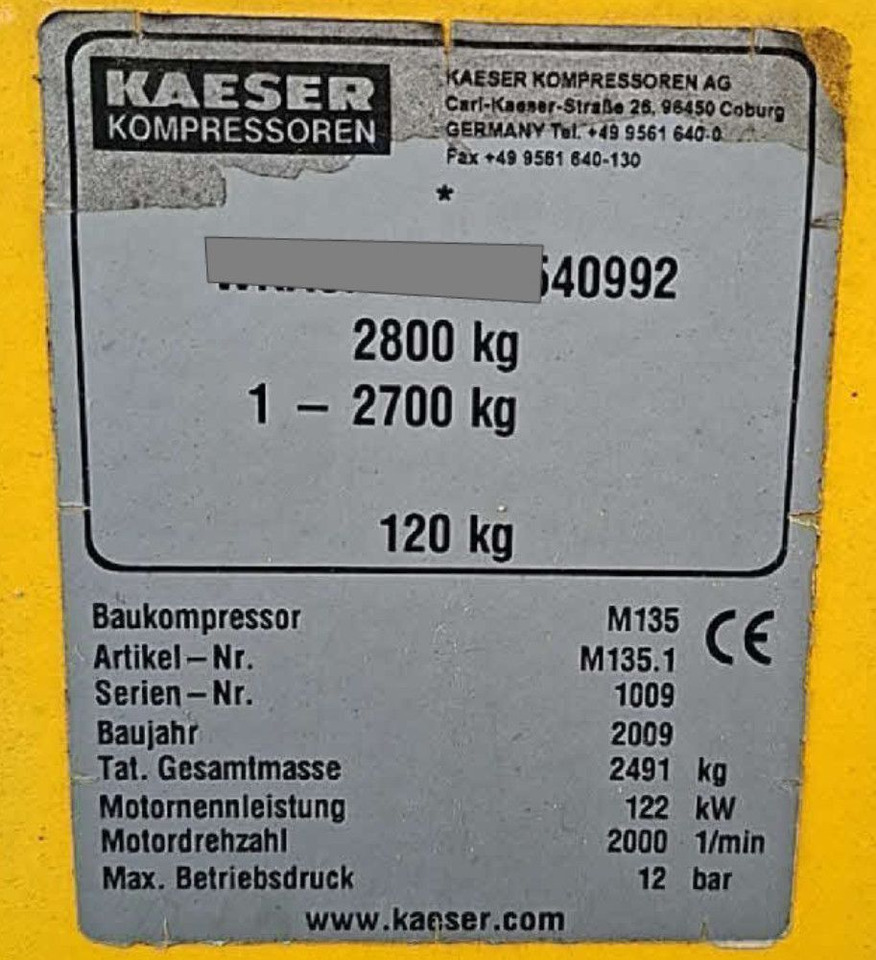 Kaeser M135 SIGMA  1008 STD. FAHRANLAGE lizingą Kaeser M135 SIGMA  1008 STD. FAHRANLAGE: foto 17