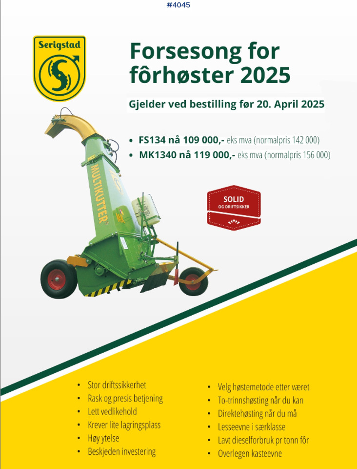 2025 Serigstad Forage harvester - Pašarų tvarkymo technika: foto 1 2025 Serigstad Forage harvester - Pašarų tvarkymo technika: foto 1