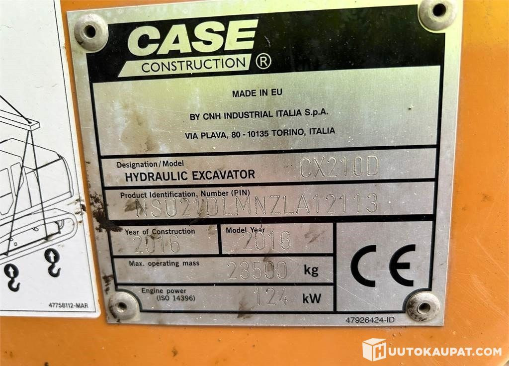 Case CX210D, 2016, 11,200 h Excavator, Lempäälä - Vikšrinis ekskavatorius: foto 5 Case CX210D, 2016, 11,200 h Excavator, Lempäälä - Vikšrinis ekskavatorius: foto 5