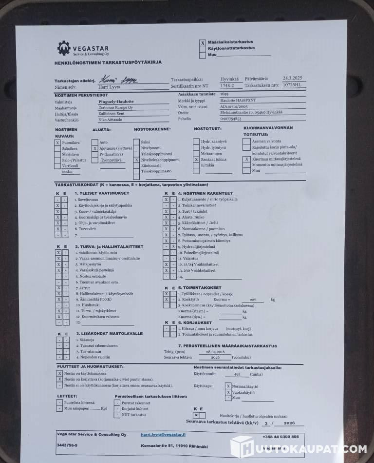 Haulotte HA 18 PX NT, Boom lift, Tracked, 2005, Hyvinkää - Alkūninis keltuvas: foto 5 Haulotte HA 18 PX NT, Boom lift, Tracked, 2005, Hyvinkää - Alkūninis keltuvas: foto 5