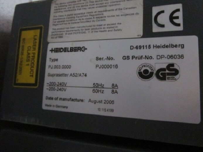 Spausdinimo mašina CTP ANLAGE HB SS A52 / A74 (Prozesslos) (52 & 74 – SOFTWARE LIZENZ FÜR BEIDE FORMATE): foto 6