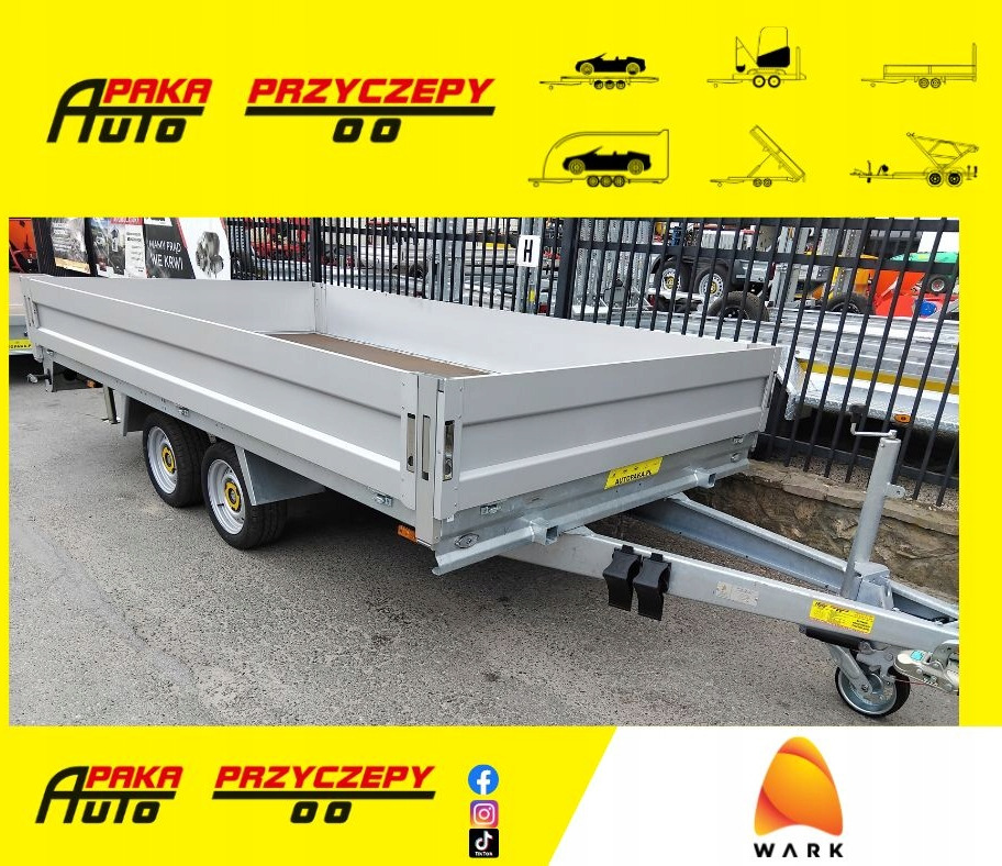 Platforma przyczepa 4x2 WARK dmc 2700 + burty / Platform trailer 4x2 WARK GVW 2700 + sides - Platforminė/ Bortinė priekaba: foto 1 Platforma przyczepa 4x2 WARK dmc 2700 + burty / Platform trailer 4x2 WARK GVW 2700 + sides - Platforminė/ Bortinė priekaba: foto 1