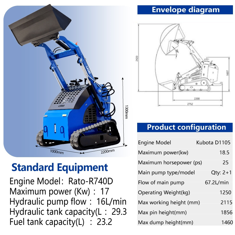 LEZUM Free Shipping LA380 Mini Skid Steer Loader Compact Track Diesel Cheap Mini Skid Steer Loader For Sale With Mini Skid Steer Attachments 4 In 1 Bucket - Mini krautuvas: foto 2 LEZUM Free Shipping LA380 Mini Skid Steer Loader Compact Track Diesel Cheap Mini Skid Steer Loader For Sale With Mini Skid Steer Attachments 4 In 1 Bucket - Mini krautuvas: foto 2