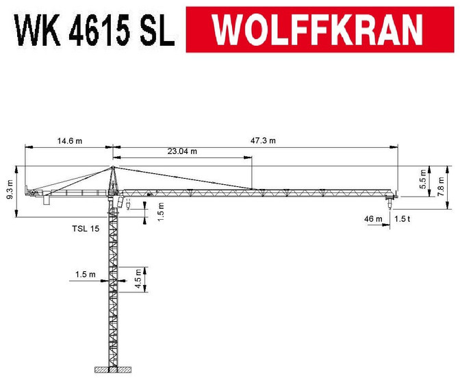 Wolff 4615SL - Bokštinis kranas: foto 1 Wolff 4615SL - Bokštinis kranas: foto 1