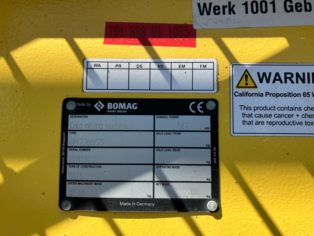 BOMAG DE BM 2200/75 Stage IV/Tier 4f - Asfalto freza: foto 2 BOMAG DE BM 2200/75 Stage IV/Tier 4f - Asfalto freza: foto 2