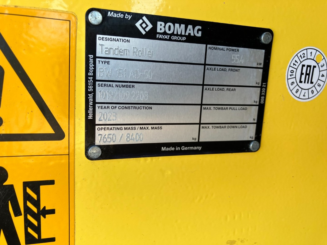 BOMAG DE BW 151 AD-50 Stage IIIa/TIER3 - Asfalto volus: foto 2 BOMAG DE BW 151 AD-50 Stage IIIa/TIER3 - Asfalto volus: foto 2