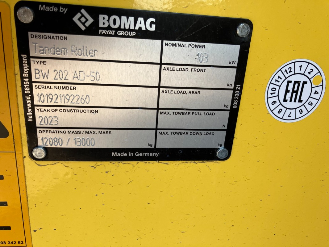 BOMAG DE BW 202 AD-50 Stage II/Tier 2 - Asfalto volus: foto 1 BOMAG DE BW 202 AD-50 Stage II/Tier 2 - Asfalto volus: foto 1