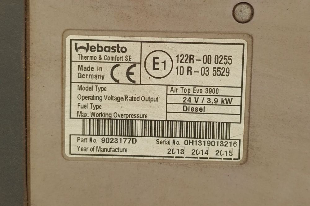 RENAULT GAMA T WEBASTO OGRZEWANIE POSTOJOWE AIR TOP EVO 3900 - Šildymas/ Ventiliacija - Sunkvežimis: foto 2 RENAULT GAMA T WEBASTO OGRZEWANIE POSTOJOWE AIR TOP EVO 3900 - Šildymas/ Ventiliacija - Sunkvežimis: foto 2