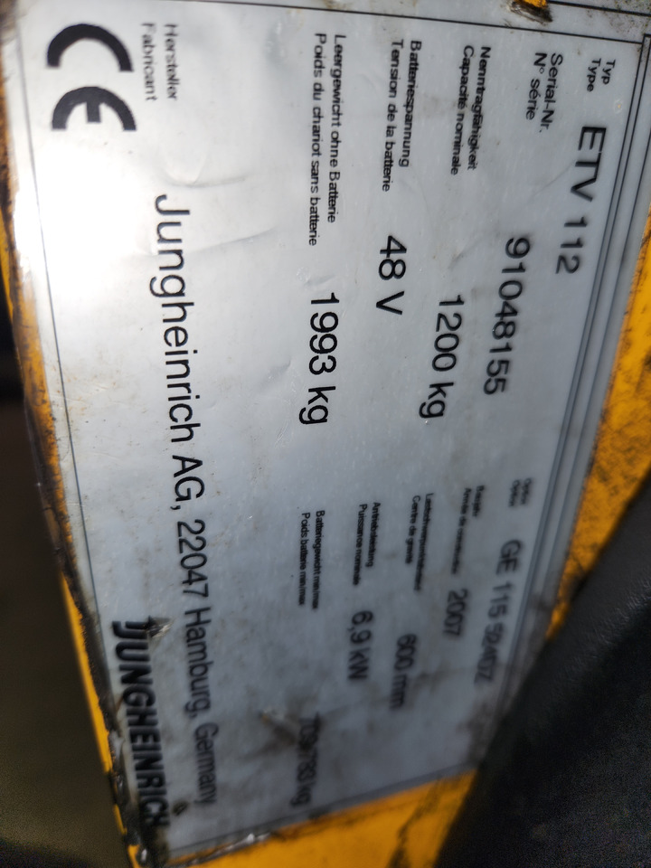 JUNGHEINRICH ETV112 - Krautuvas su šakėmis: foto 1 JUNGHEINRICH ETV112 - Krautuvas su šakėmis: foto 1