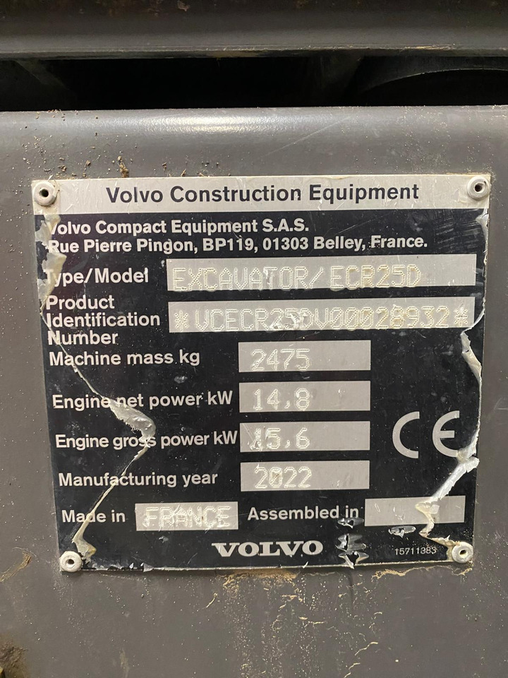 VOLVO ECR25D - Mini ekskavatorius: foto 2 VOLVO ECR25D - Mini ekskavatorius: foto 2