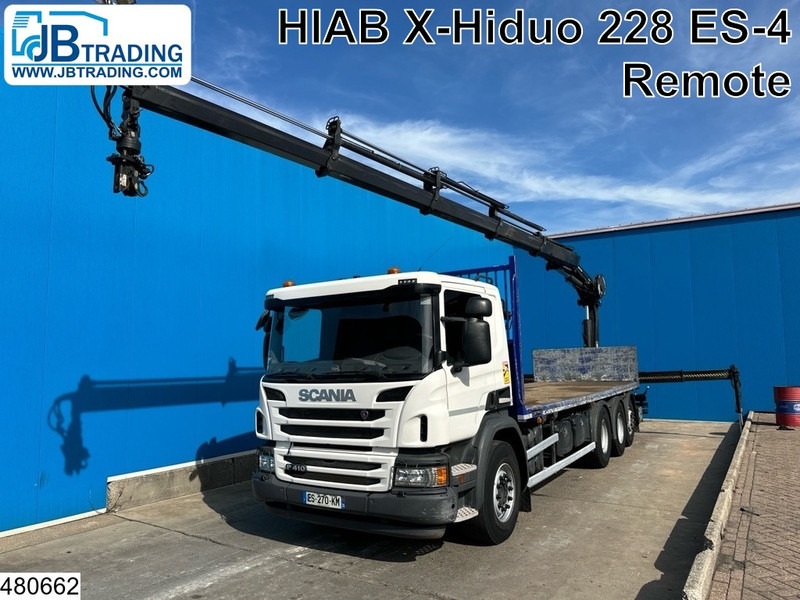 Scania P 410 8x4, EURO 6, HIAB, Remote, Steeringaxle - Platforminis/ Bortinis sunkvežimis, Sunkvežimis su kranu: foto 1 Scania P 410 8x4, EURO 6, HIAB, Remote, Steeringaxle - Platforminis/ Bortinis sunkvežimis, Sunkvežimis su kranu: foto 1