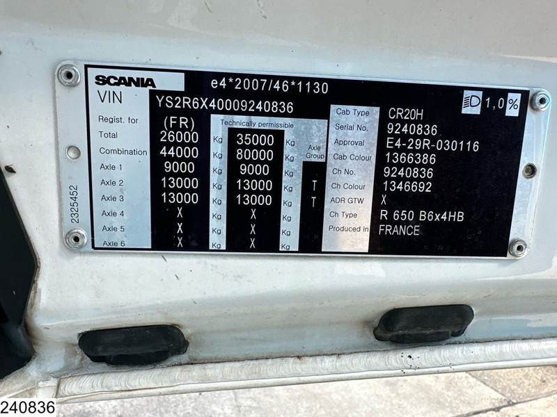 Važiuoklės sunkvežimis Scania R 650 6X4, EURO 6, Retarder, PTO: foto 7