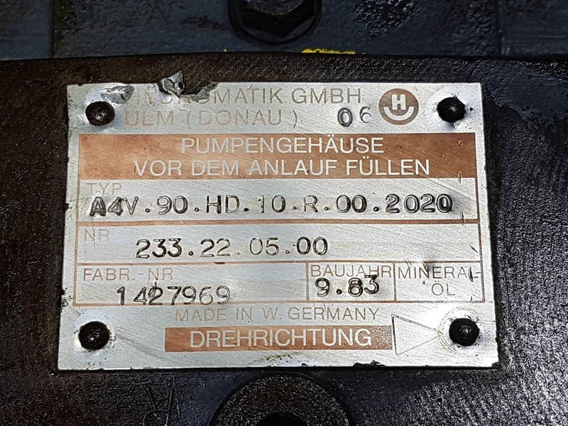 Hydromatik A4V90HD1.0R002020-233.22.05.00-Drive pump/Fahrpump - Hidraulika - Statybinė technika: foto 4 Hydromatik A4V90HD1.0R002020-233.22.05.00-Drive pump/Fahrpump - Hidraulika - Statybinė technika: foto 4
