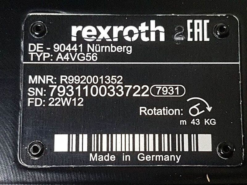 Komatsu WA95-R992001352-A4VG56DA1D2/32R-Drive pump - Hidraulika - Statybinė technika: foto 5 Komatsu WA95-R992001352-A4VG56DA1D2/32R-Drive pump - Hidraulika - Statybinė technika: foto 5