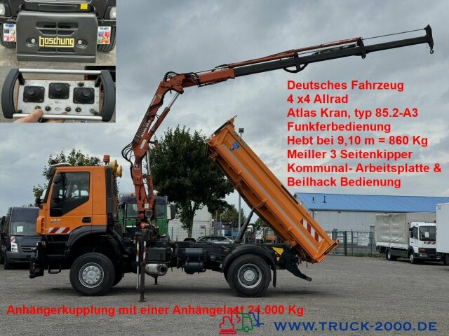 Iveco Stralis AD190T33 4x4 Winterdienst Atlas Kran - Savivartis sunkvežimis, Sunkvežimis su kranu: foto 1 Iveco Stralis AD190T33 4x4 Winterdienst Atlas Kran - Savivartis sunkvežimis, Sunkvežimis su kranu: foto 1