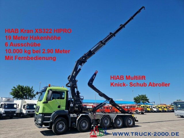 MAN 41.480 10x4 Kran Hiab XS322-19m Höhe-10T/2.9m - Hook-lift sunkvežimis, Sunkvežimis su kranu: foto 1 MAN 41.480 10x4 Kran Hiab XS322-19m Höhe-10T/2.9m - Hook-lift sunkvežimis, Sunkvežimis su kranu: foto 1