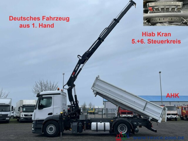 Mercedes-Benz Antos 1830 Hiab X-HIDUO138E2 Kran +FB 5+6 Kreis - Savivartis sunkvežimis, Sunkvežimis su kranu: foto 1 Mercedes-Benz Antos 1830 Hiab X-HIDUO138E2 Kran +FB 5+6 Kreis - Savivartis sunkvežimis, Sunkvežimis su kranu: foto 1