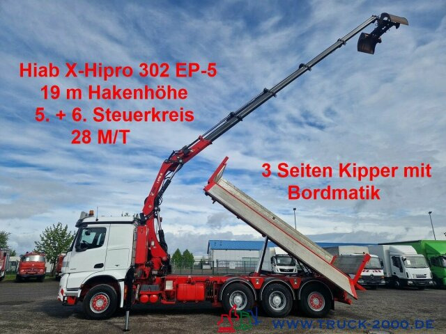 Mercedes-Benz Arocs 3251 8x4 Hiab 302 EP-5 28M/T 19mHakenhöhe - Savivartis sunkvežimis, Sunkvežimis su kranu: foto 1 Mercedes-Benz Arocs 3251 8x4 Hiab 302 EP-5 28M/T 19mHakenhöhe - Savivartis sunkvežimis, Sunkvežimis su kranu: foto 1