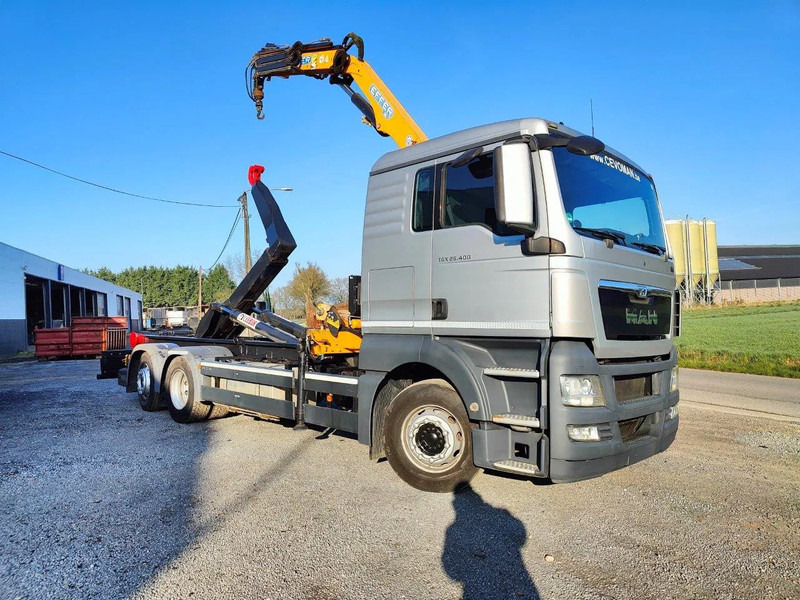 MAN TGX 26.400 6x2 Euro5 Container LEEBUR + Crane Effer 145 - Hook-lift sunkvežimis, Sunkvežimis su kranu: foto 2 MAN TGX 26.400 6x2 Euro5 Container LEEBUR + Crane Effer 145 - Hook-lift sunkvežimis, Sunkvežimis su kranu: foto 2