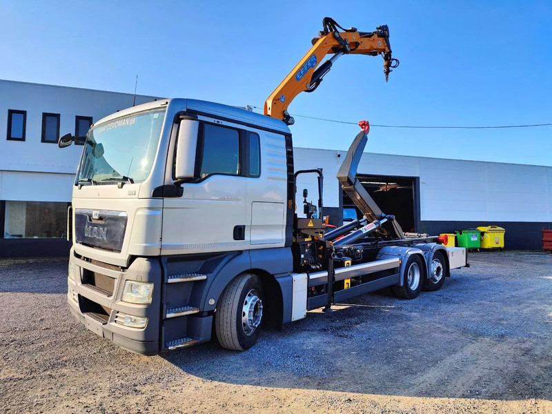 MAN TGX 26.400 6x2 Euro5 Container LEEBUR + Crane Effer 145 - Hook-lift sunkvežimis, Sunkvežimis su kranu: foto 1 MAN TGX 26.400 6x2 Euro5 Container LEEBUR + Crane Effer 145 - Hook-lift sunkvežimis, Sunkvežimis su kranu: foto 1