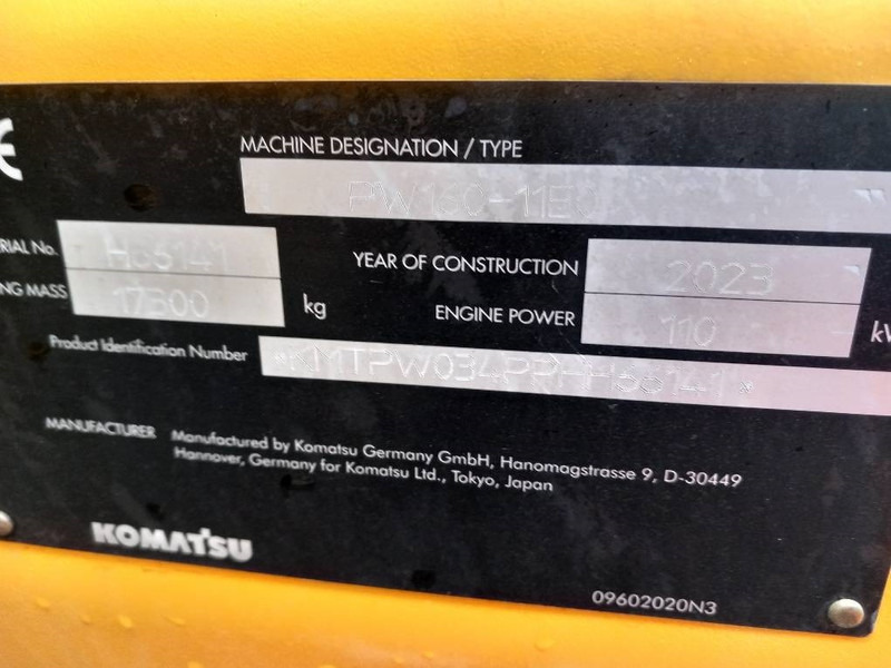 Komatsu PW160-11E0 - Ratinis ekskavatorius: foto 4 Komatsu PW160-11E0 - Ratinis ekskavatorius: foto 4