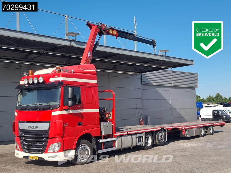 DAF XF 440 6X2 NL-combi Transporter HMF 900-K2 Kran Winch Lift-Lenkachse Euro 6 - Platforminis/ Bortinis sunkvežimis, Sunkvežimis su kranu: foto 1 DAF XF 440 6X2 NL-combi Transporter HMF 900-K2 Kran Winch Lift-Lenkachse Euro 6 - Platforminis/ Bortinis sunkvežimis, Sunkvežimis su kranu: foto 1