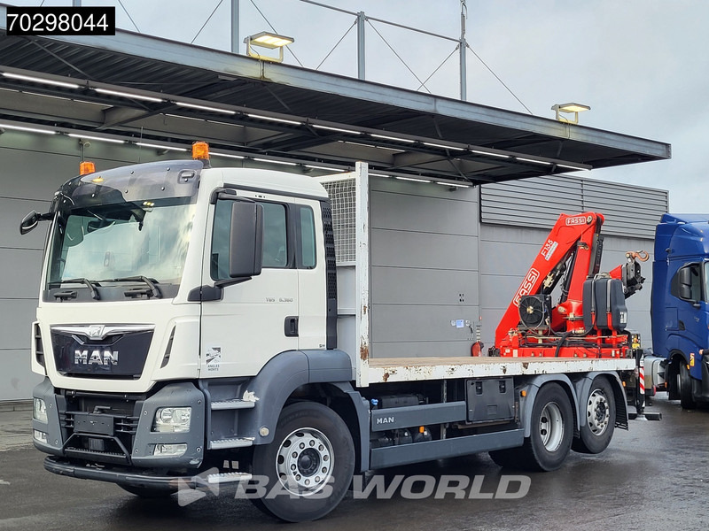 Platforminis/ Bortinis sunkvežimis, Sunkvežimis su kranu MAN TGS 26.360 6X2 Fassi F135A.0.22 Lift-Axle Euro 6: foto 8