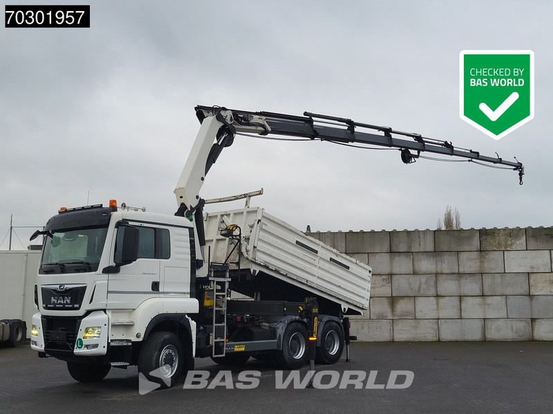 MAN TGS 33.420 6X6 Palfinger PK33002 EH Crane 12m3 tipper Manual Retarder Big-Axle Euro 6 - Savivartis sunkvežimis, Sunkvežimis su kranu: foto 1 MAN TGS 33.420 6X6 Palfinger PK33002 EH Crane 12m3 tipper Manual Retarder Big-Axle Euro 6 - Savivartis sunkvežimis, Sunkvežimis su kranu: foto 1