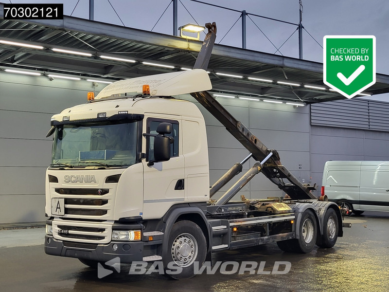 Scania G410 6X2 20tons Meiller containersystem Lift+steering Axle Retarder Euro 6 - Hook-lift sunkvežimis: foto 1 Scania G410 6X2 20tons Meiller containersystem Lift+steering Axle Retarder Euro 6 - Hook-lift sunkvežimis: foto 1