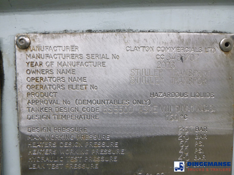Puspriekabė cisterna Clayton Chemical tank inox 30 m3 / 1 comp: foto 16