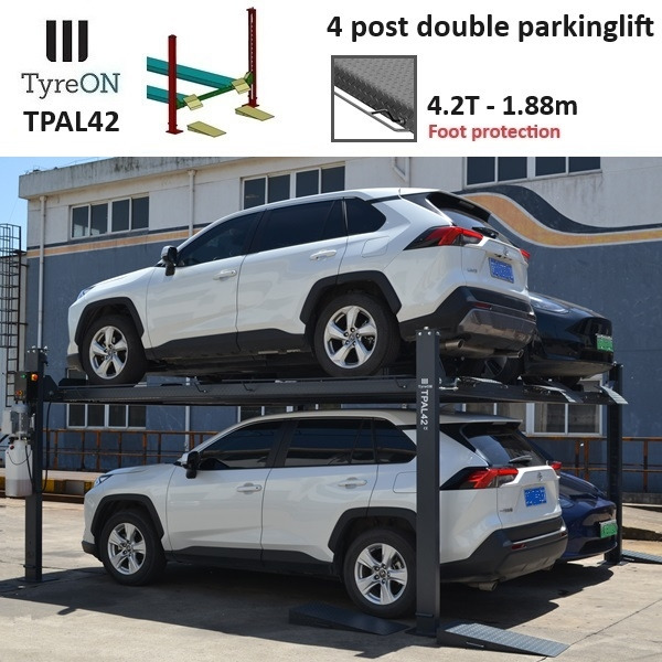 TPAL42 mobile double 4 post parking lift for car - 4.2T - Height 188 cm - Long 415 cm runways with automatic roll-off protection - 230V - To park 4 vehicles - Garažo įranga: foto 1 TPAL42 mobile double 4 post parking lift for car - 4.2T - Height 188 cm - Long 415 cm runways with automatic roll-off protection - 230V - To park 4 vehicles - Garažo įranga: foto 1