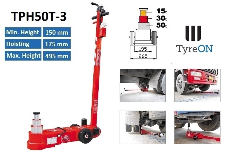 TPH50T-3 Air hydraulic jack 50 Tons - Minimum height 15 cm - Garažo įranga: foto 1 TPH50T-3 Air hydraulic jack 50 Tons - Minimum height 15 cm - Garažo įranga: foto 1