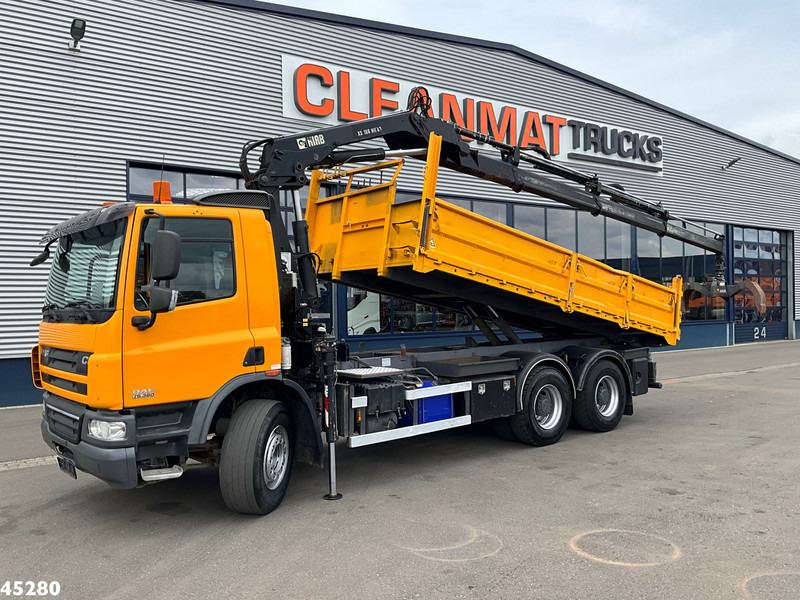 DAF FAT 75 CF 340 6x4 Manual Full steel Hiab 16 Tonmeter laadkraan - Savivartis sunkvežimis, Sunkvežimis su kranu: foto 1 DAF FAT 75 CF 340 6x4 Manual Full steel Hiab 16 Tonmeter laadkraan - Savivartis sunkvežimis, Sunkvežimis su kranu: foto 1
