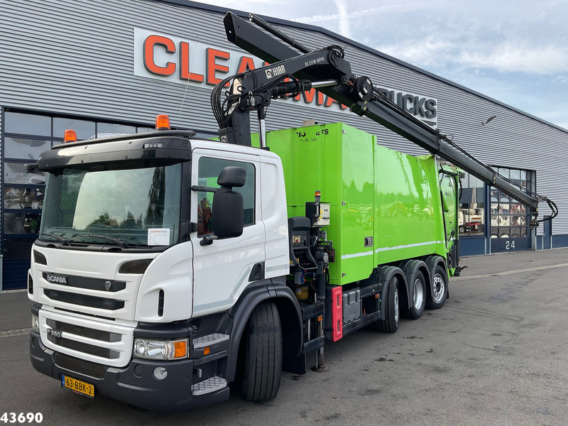 Scania P 360 Faun 18m³ + Hiab crane + Underground Container Washing Installation - Šiukšliavežis: foto 1 Scania P 360 Faun 18m³ + Hiab crane + Underground Container Washing Installation - Šiukšliavežis: foto 1
