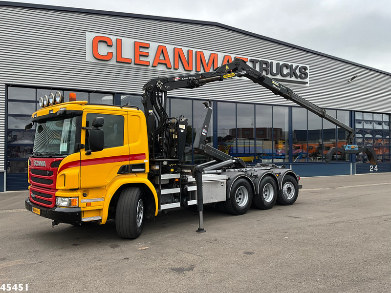 Scania P 410 8x4 Euro 6 Palfinger 14 Tonmeter Z-kraan - Hook-lift sunkvežimis, Sunkvežimis su kranu: foto 1 Scania P 410 8x4 Euro 6 Palfinger 14 Tonmeter Z-kraan - Hook-lift sunkvežimis, Sunkvežimis su kranu: foto 1