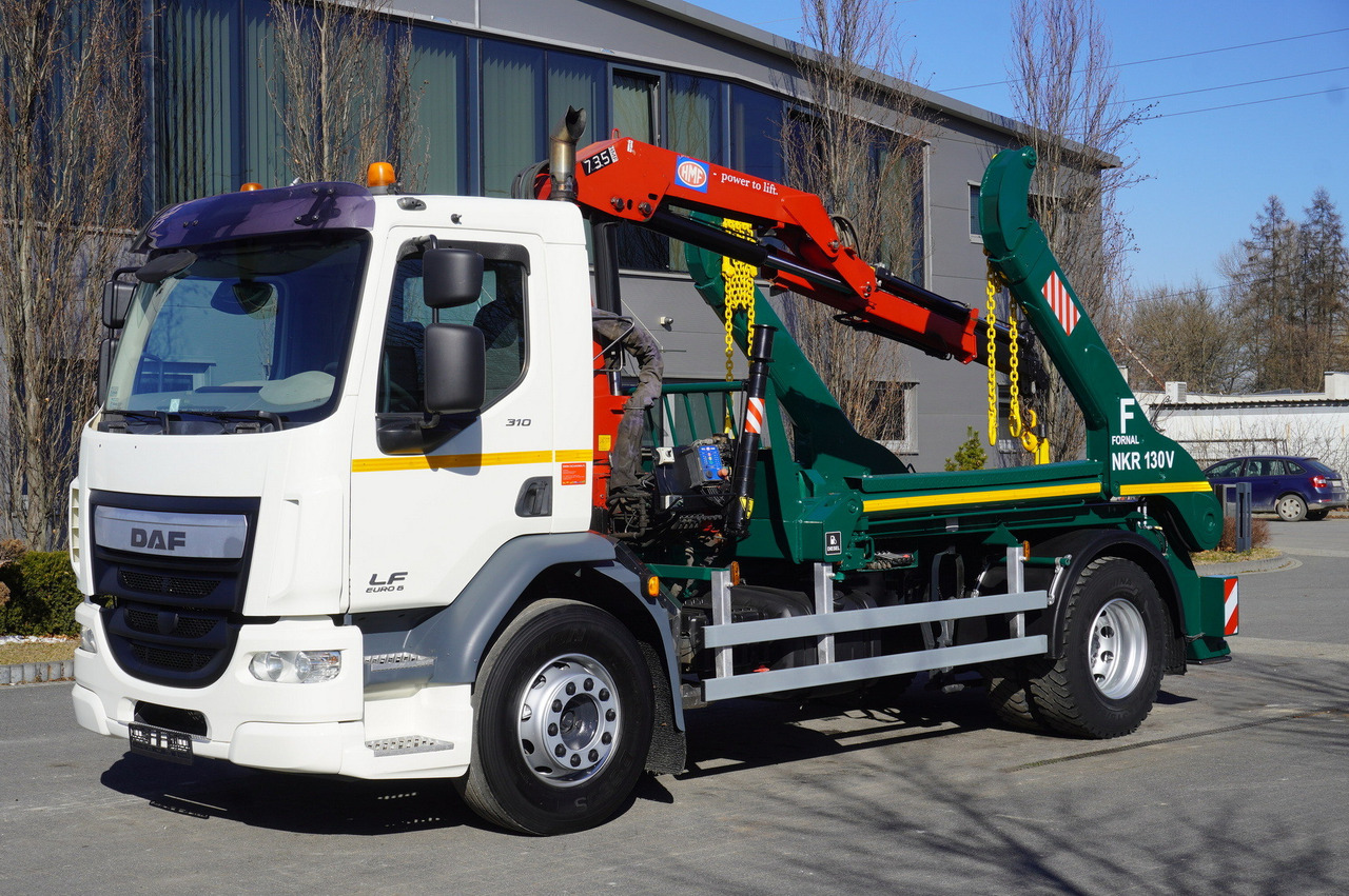 DAF LF 18.310 E6 / Skip loader Fornal NKR 130V / HDS HMF 735 K2 / Manual gearbox - Sunkvežimis su kranu: foto 1 DAF LF 18.310 E6 / Skip loader Fornal NKR 130V / HDS HMF 735 K2 / Manual gearbox - Sunkvežimis su kranu: foto 1